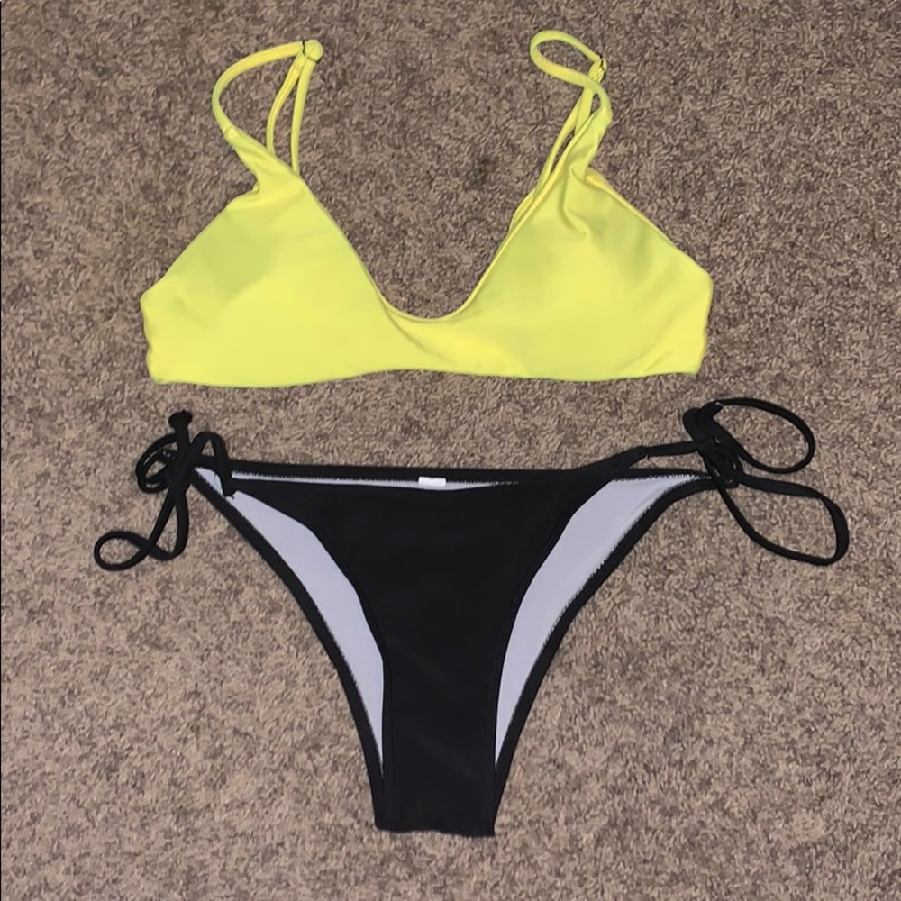 Yellow & Black Scoop Bikini.